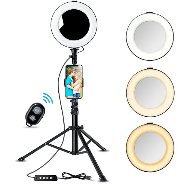 Dimmable 5500K LED Ring Light Kit with Stand for Makeup Camera Selfie 8inch 